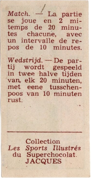 1930s Jacques Chocolat Les Sports Illustres Serie S Type 1 1933 Belgium Basketball Card #7 (back)