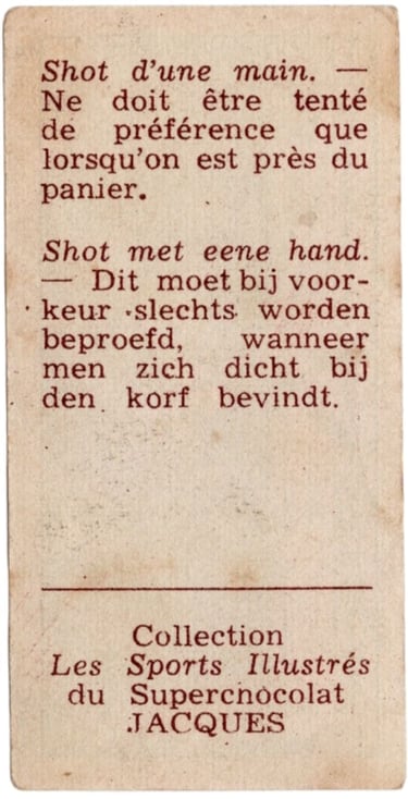 1930s Jacques Chocolat Les Sports Illustres Serie S Type 1 1933 Belgium Basketball Card #9 (back)