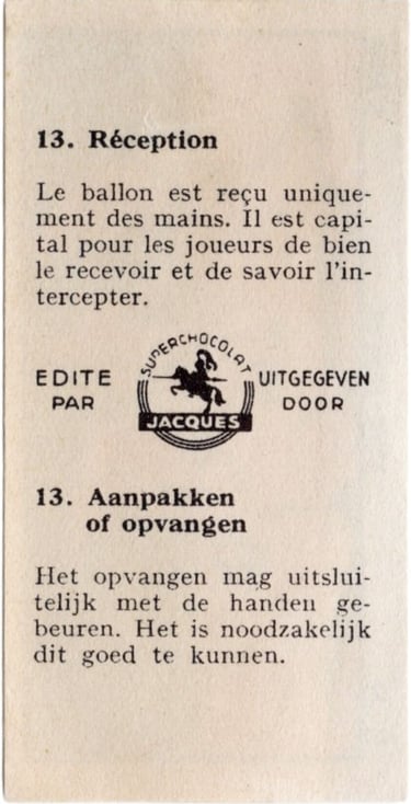 1930s Jacques Chocolat Les Sports Illustres Serie S Type 2 1933 Belgium Basketball Card #13 (back)