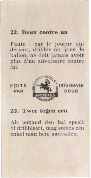 1930s Jacques Chocolat Les Sports Illustres Serie S Type 2 1933 Belgium Basketball Card #22 (back)