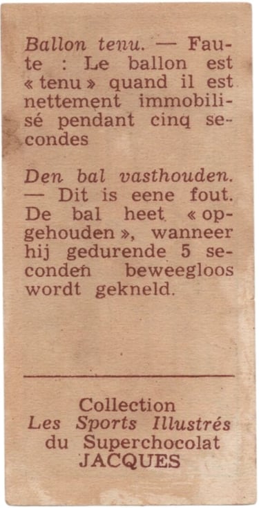 1934 Jacques Chocolat Les Sports Illustres Serie S Type 1 No 15 Basketball Card (back)