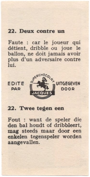 1934 Jacques Chocolat Les Sports Illustres Serie S Type 2 No 22 Basketball Card (back)