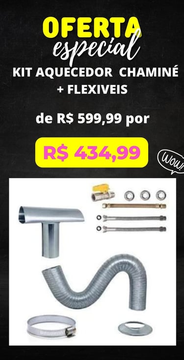 Kit de instalação aquecedor, kit chaminé aquecedor a gas