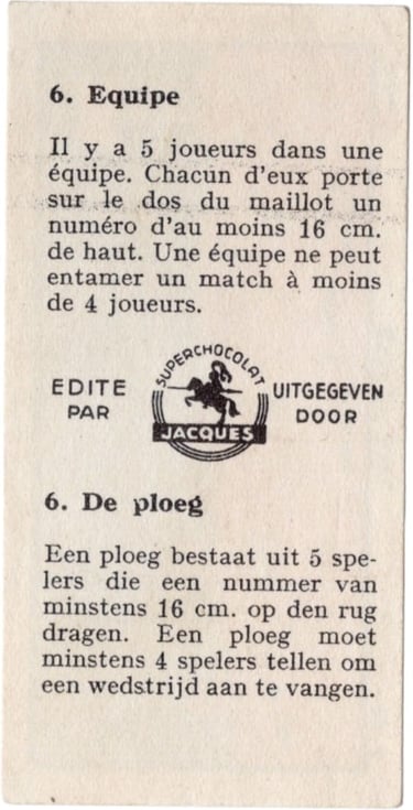 1930s Jacques Chocolat Les Sports Illustres Serie S Type 2 1933 Belgium Basketball Card #6 (back)