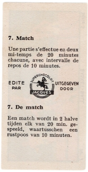 1933 Jacques Chocolat Les Sports Illustres Type 2 #7 De match