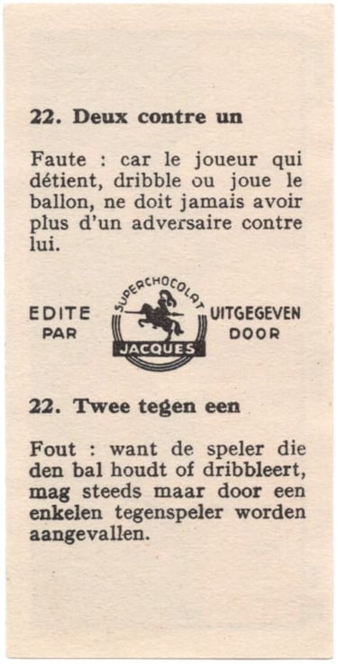 1934 Jacques Chocolat Les Sports Illustres Serie S Type 2 No 22 Basketball Card (back)