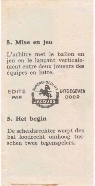 1934 Jacques Chocolat Les Sports Illustres Serie S Type 2 No 5 Basketball Card (back)