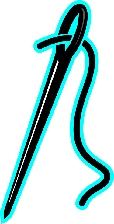 a blue and black knife and a knife on a black background broderie