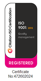 ISO 9001:2015 registration logo and certification number