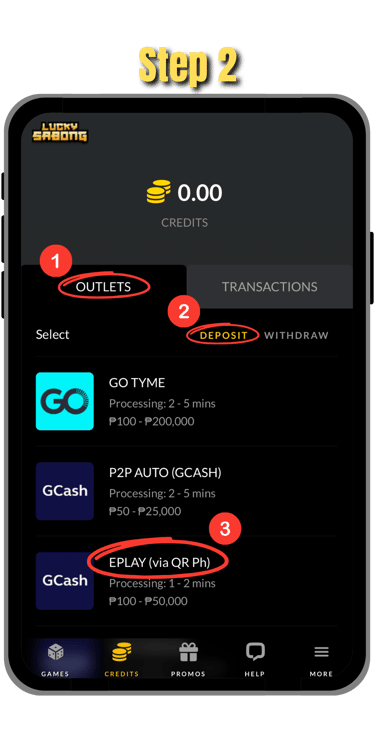 step 2 of how to cash in at phsabong