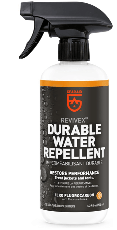 a bottle of revivex waterproofer spray