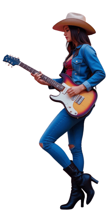 countrytjej spelar elgitarr