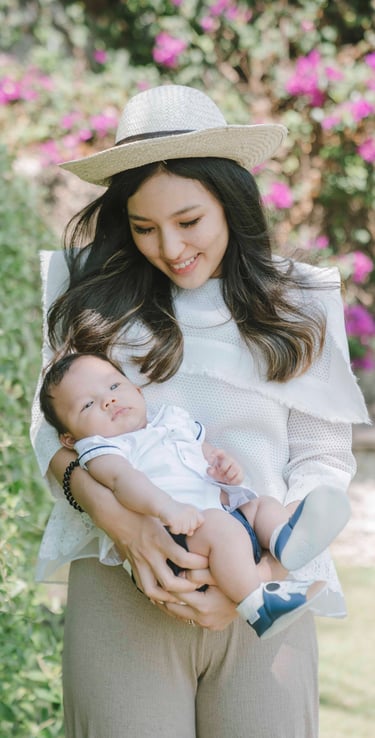 mother and baby portrait at Samabe Bali resort garden