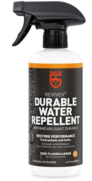 a bottle of revivex waterproofer spray