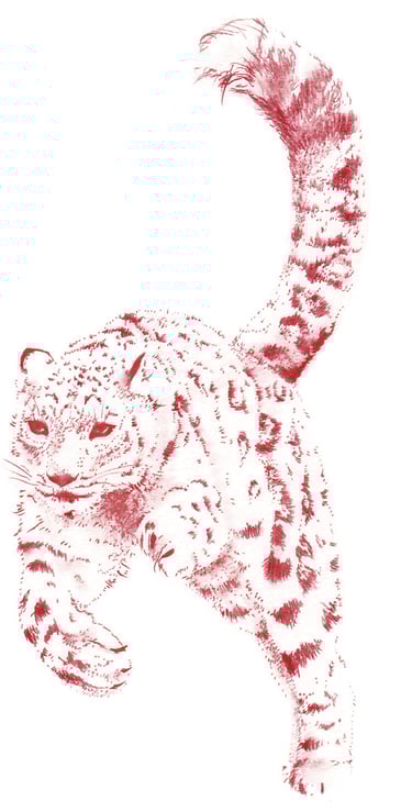 Illustrations de léopard rouge dessiné en "DOT"
