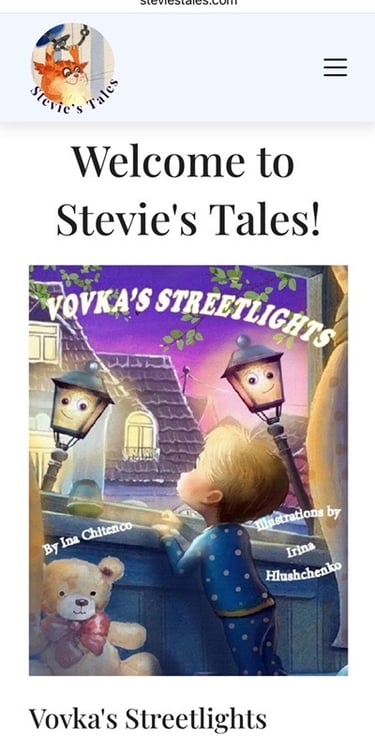 Screenshot of the Stevie's Tales series web page