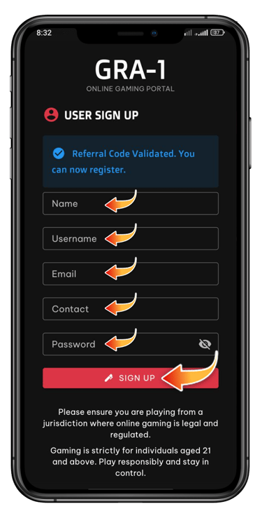 Grand Royale Arena - Registration Page