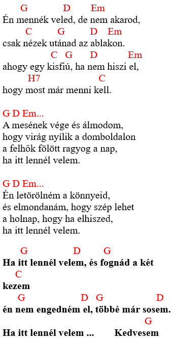 Republic - Ha itt lennél velem akkordok