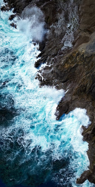 a person standing on a cliff side with a surfboard