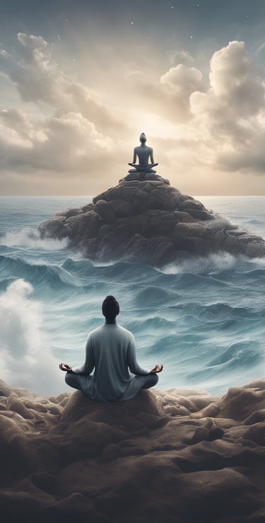 woman doing yoga meditation on brown parquet flooring