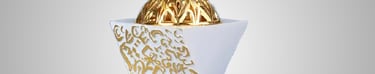 Brûleur d’encens en résine blanc et doré décoratif