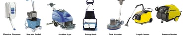 images of different machinery which the cleaning product can be used in