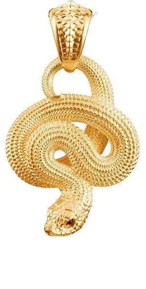 Hognose Snake Textured Detailed Pendant Necklace in 18k Gold Over Sterling Silver