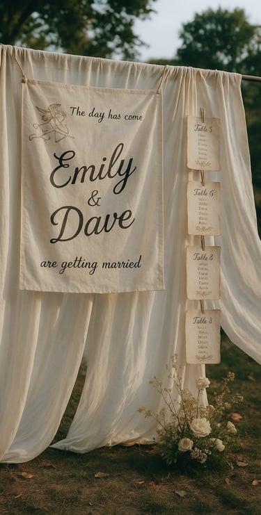 a sitting plan with a white curtain draped over a white curtain
