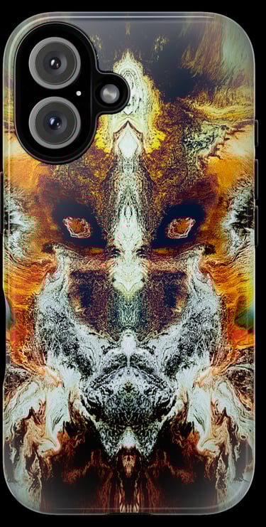 Radioactive phone case featuring abstract paint-based artwork