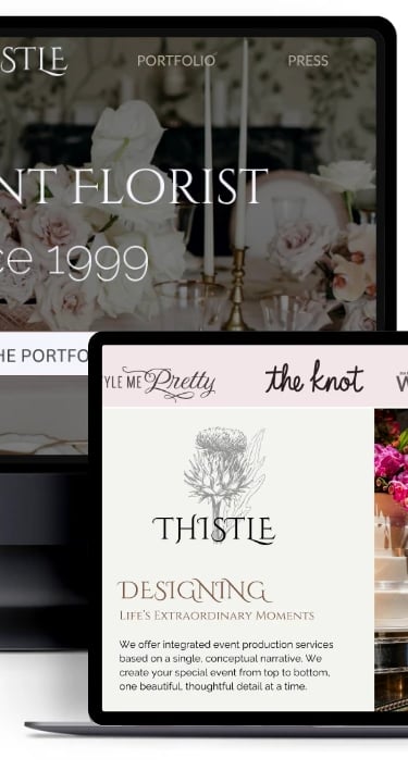 luxury web design for wedding professionals: wedding florists