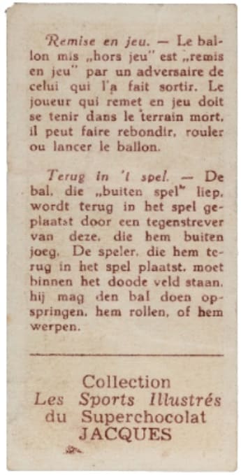 1930s Jacques Chocolat Les Sports Illustres Type 1 Basketball #18 Terug in l spel