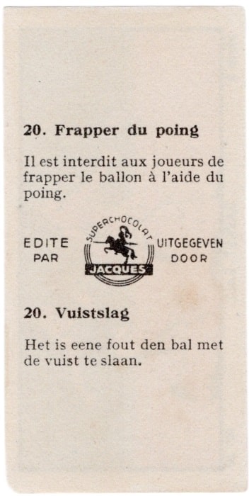 1933 Jacques Chocolat Les Sports Illustres Type 2 #20 Vuistslag