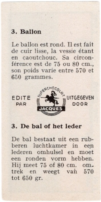 1933 Jacques Chocolat Les Sports Illustres Type 2 #3 De bal of het leder