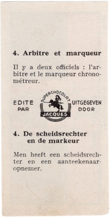 1933 Jacques Chocolat Les Sports Illustres Type 2 #4 De scheidsrechter en de markeur