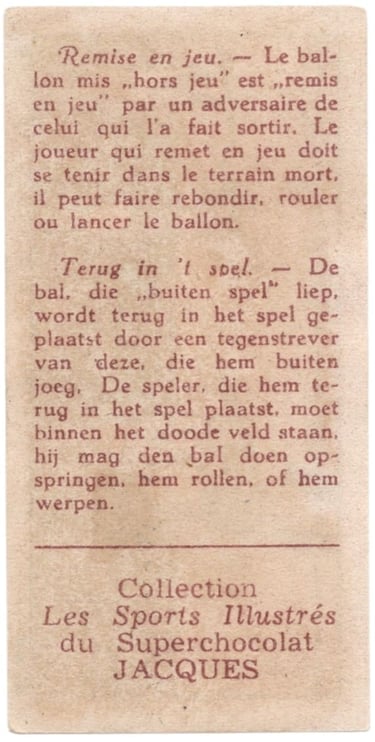 1934 Jacques Chocolat Les Sports Illustres Serie S Type 1 No 18 Basketball Card (back)