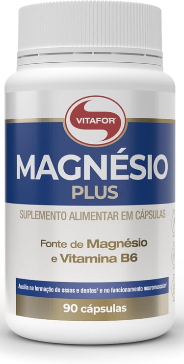 Suplemento Magnésio Plus Vitafor com B6: absorção e relaxamento. Vida Performance