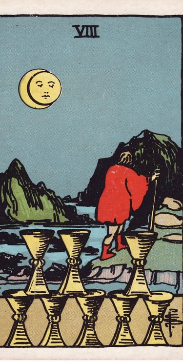 Eight of Cups meaning upright and reversed tarot card reading