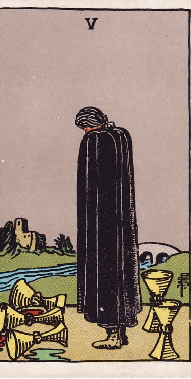 Five of Cups meaning upright and reversed tarot card reading