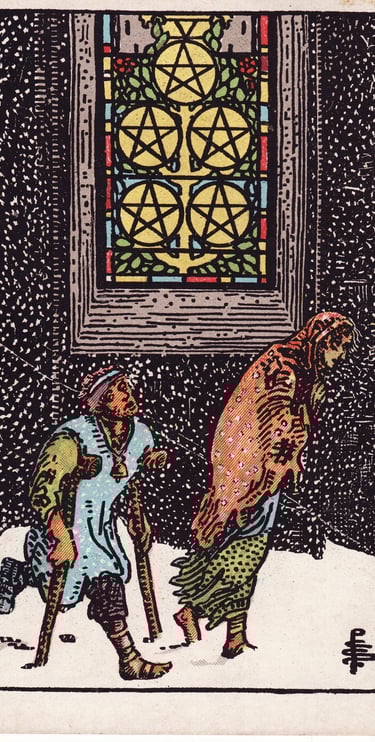 Five of Pentacles meaning upright and reversed tarot card reading