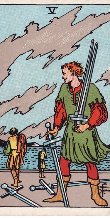 Five of Swords meaning upright and reversed tarot card reading
