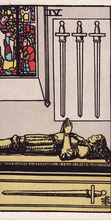 Four of Swords meaning upright and reversed tarot card reading