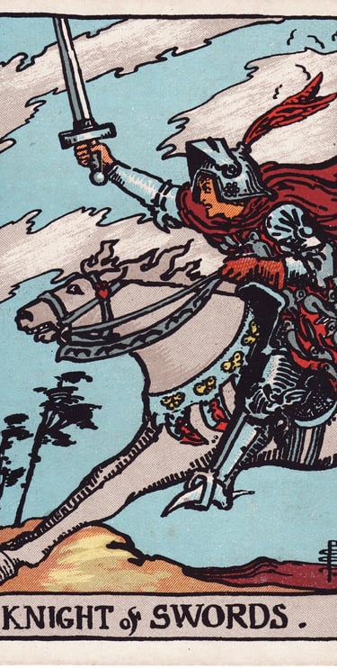 Knight of Swords meaning upright and reversed tarot card reading