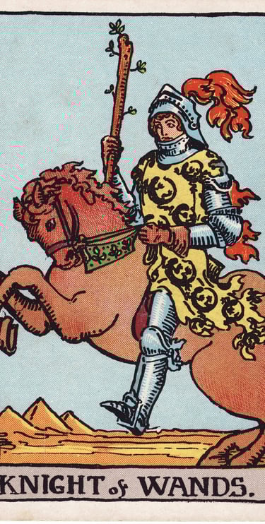 Knight of Wands meaning upright and reversed tarot card reading
