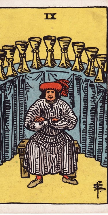 Nine of Cups meaning upright and reversed tarot card reading