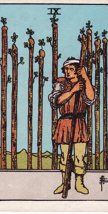 Nine of Wands meaning upright and reversed tarot card reading