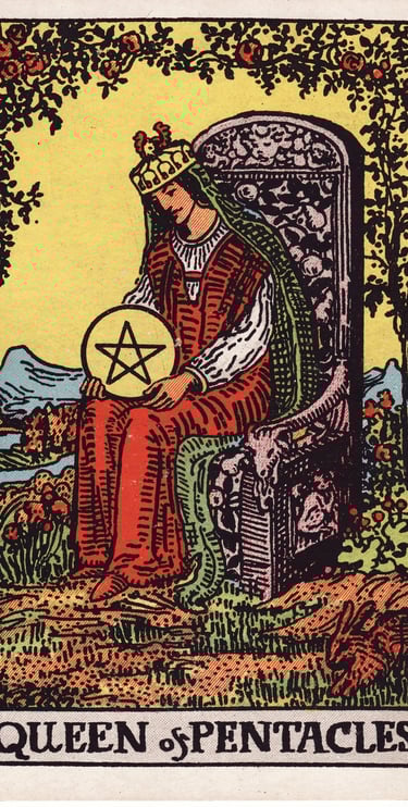 Queen of Pentacles meaning upright and reversed tarot card reading