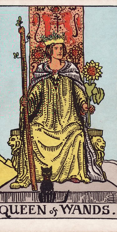 Queen of Wands meaning upright and reversed tarot card reading