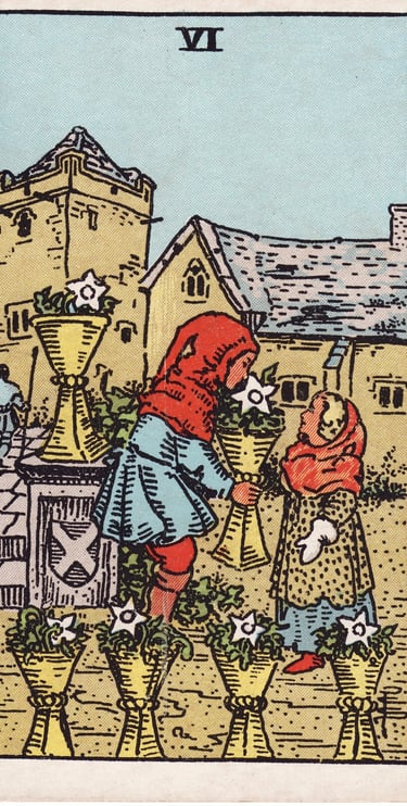 Six of Cups meaning upright and reversed tarot card reading