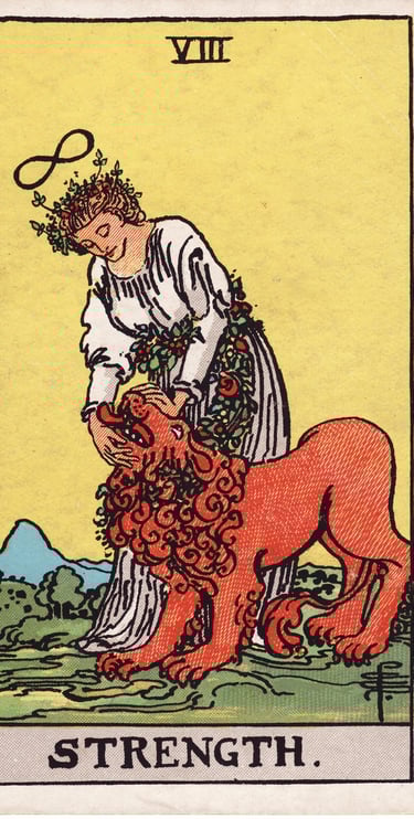 Strength tarot card meaning – courage, compassion, and emotional resilience.