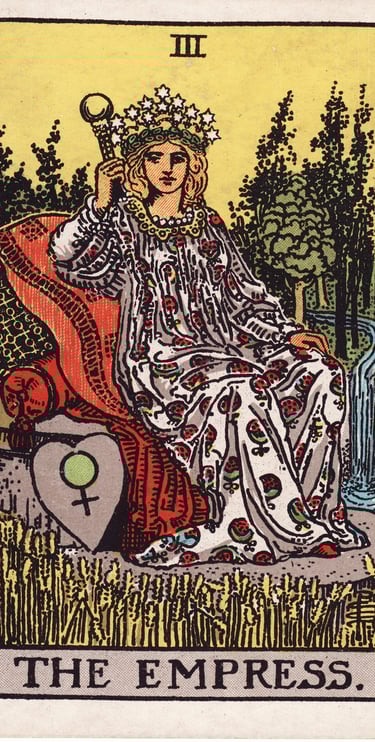 The Empress tarot card meaning – fertility, nurturing energy, and creative abundance.